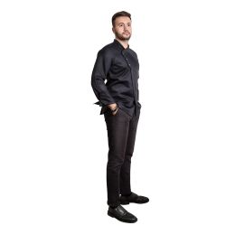 ANDY Premium men chef's tunic, long sleeve, snap closure, 1 pocket, black, XL