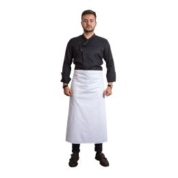 PRIMA Modern Long Chef Apron, polycotton, 90x96cm, white