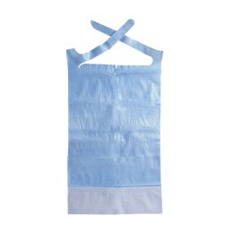 Blue bibs with pocket for adults, 100 pieces