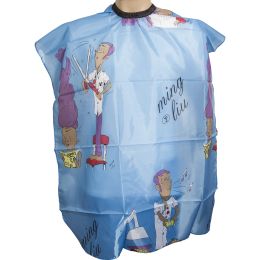 Kids barber haircut cape, blue with animations