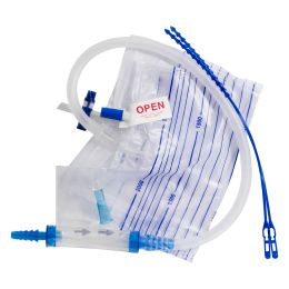 Heimlich valve with collecting bag, for thoracic drainage