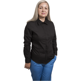 Work Uniforms/PROFESSIONAL UNIFORMS/Shirts - Long Sleeve woman shirt slim fit, black color, size  L