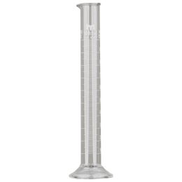 Graded cylinder, class A, made of borosilicate glass, transparent, provided with a beak that ensures a leak-free pouring, 100 ml