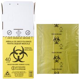 Biohazard box 40 L with bag for infectious medical waste