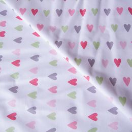 Textile fabric, cotton, pink hearts, 2.4 x 1m