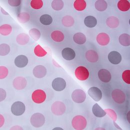 Textile fabric, cotton, pink/grey dots, 2.4 x 1m