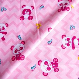 Textile fabric, cotton, pink panda, 2.4 x 1m