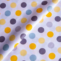 Textile fabric, cotton, yellow/grey dots, 2.4 x 1m