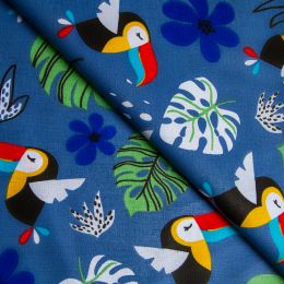 Textile fabric, cotton, parrots, 2.4 x 1m