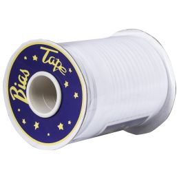 Preformed bias tape, 100% cotton, width 2cm, white, 1 meter